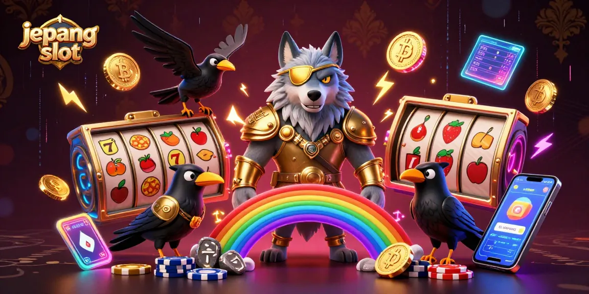 Spin and win with jepang slot featuring a magical Norse wolf and vibrant casino elements.