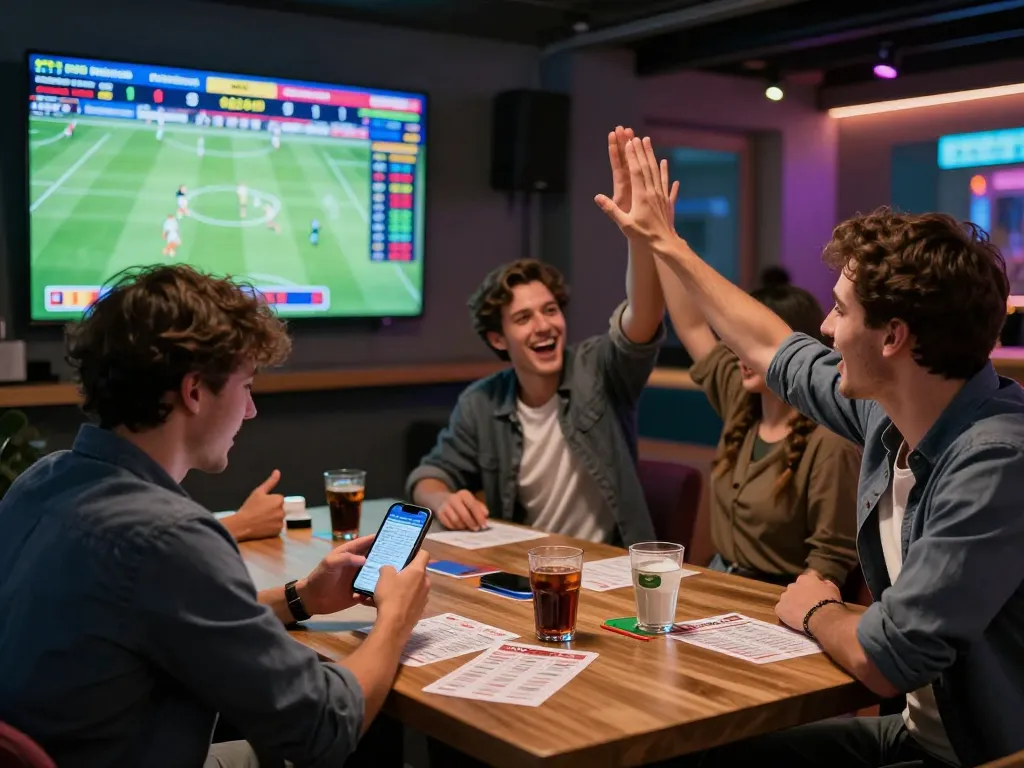 Exciting sports betting atmosphere at https://okfun.onl/ with fans engaged in live football match.