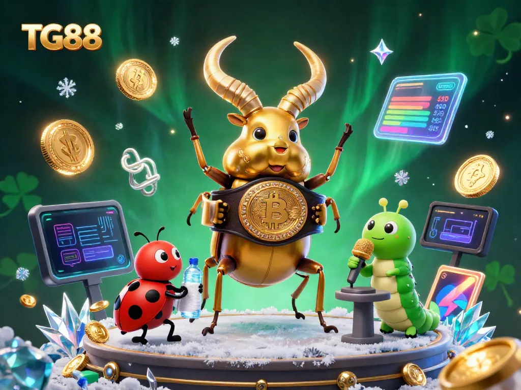 Engage in thrilling betting activities with TG88, featuring dynamic casino characters and vibrant crypto elements.