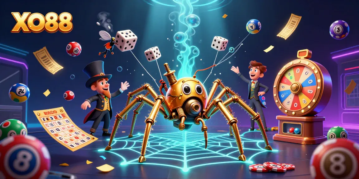 Engage with thrilling gaming at XO88, featuring steampunk characters amidst dynamic lottery elements.