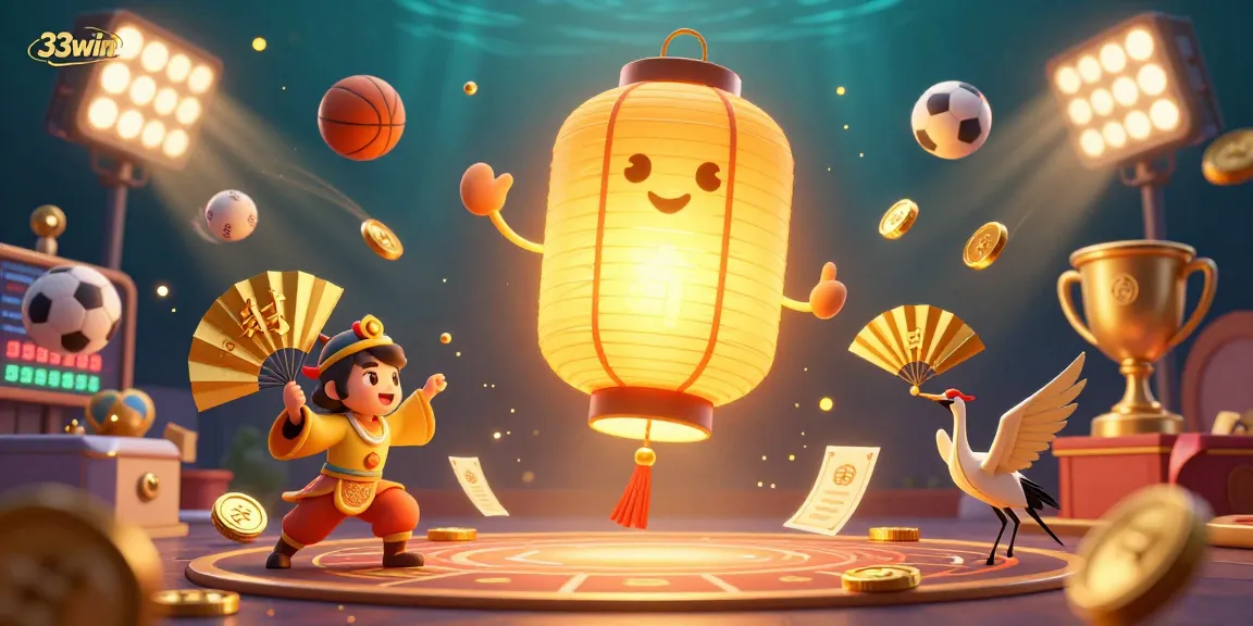 Join the excitement with 33win net at this vibrant casino scene filled with dynamic games and golden symbols.