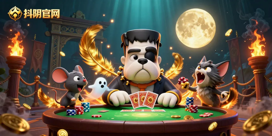 Engage with 抖阴官网 at an exciting gaming table featuring unique characters in a rich, animated casino scene.