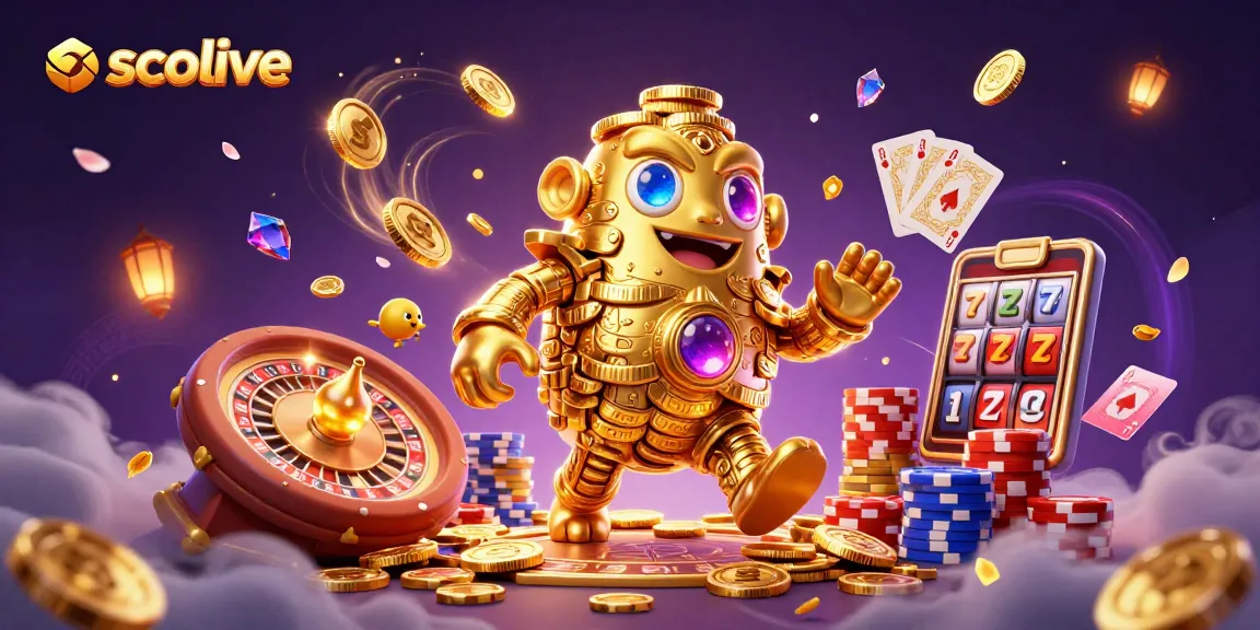 Socolive showcases an enchanting scene of a golden golem and casino elements celebrating the excitement of gambling.