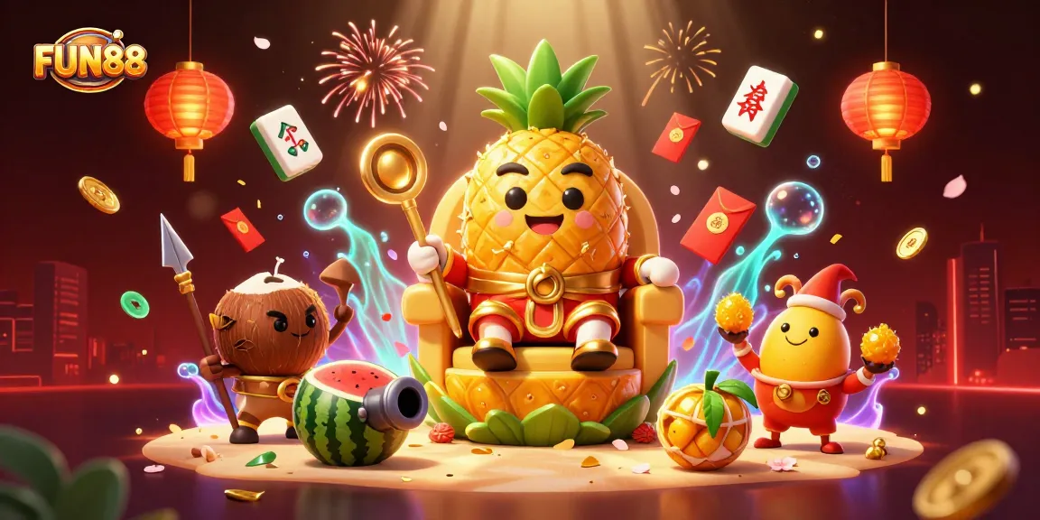 Celebrate thrilling wins at FUN88 Casino with a vibrant 3D illustration showcasing exciting gambling elements.