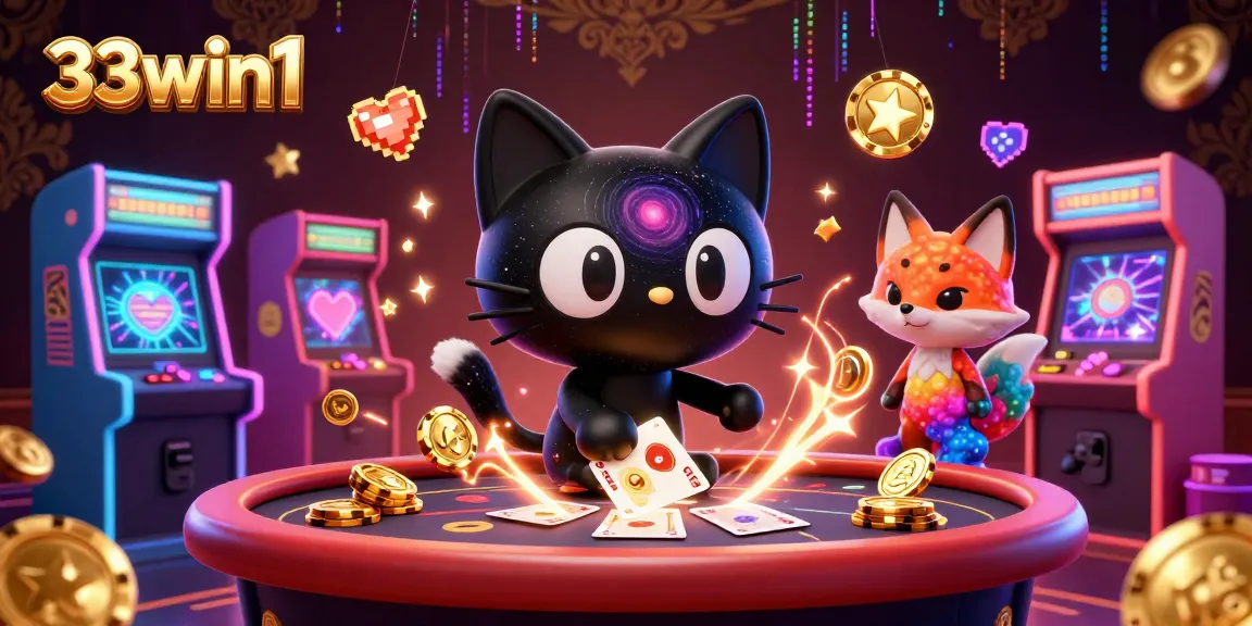 Experience thrilling gameplay with 33win1 in this cosmic casino scene featuring vibrant characters and gaming elements.