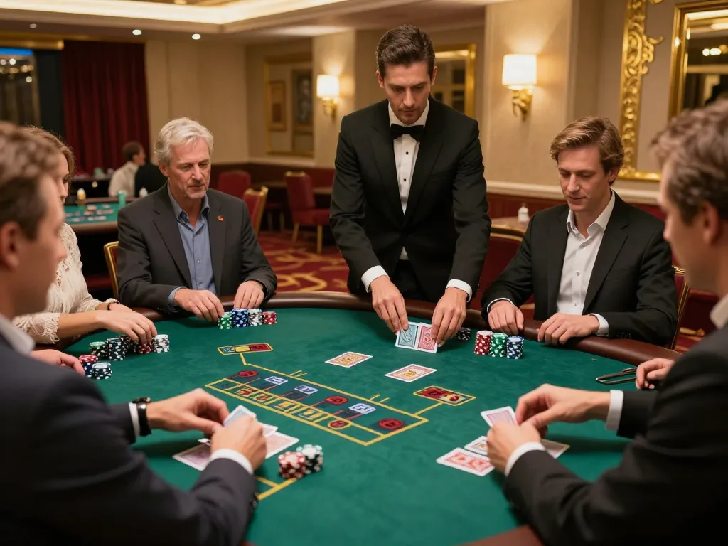 Players strategizing their bets at 789win com blackjack table, capturing the excitement and luxury of casino gambling.