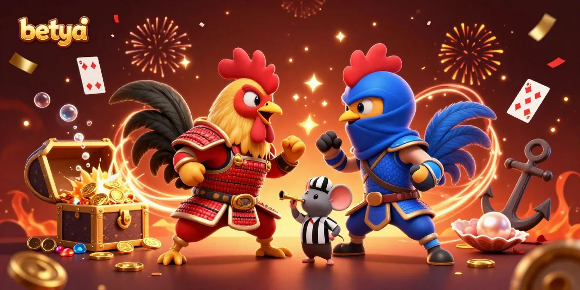 Engage in thrilling action with betya's fighting roosters in an explosive casino scene