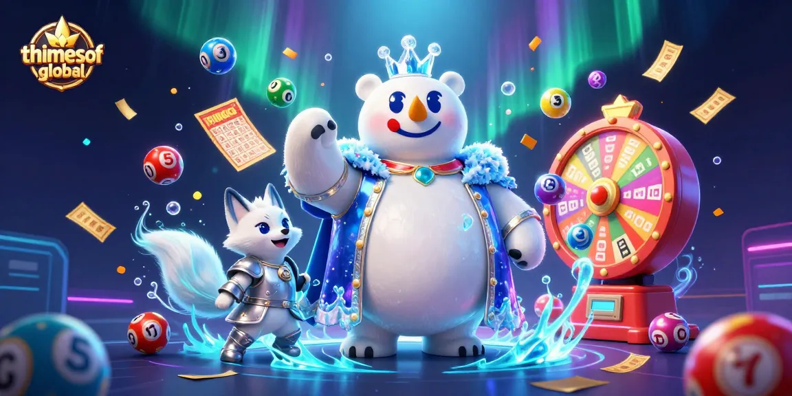 Thetimesofglobal showcases a dynamic lottery scene with a polar bear and snow fox amidst colorful lottery elements.