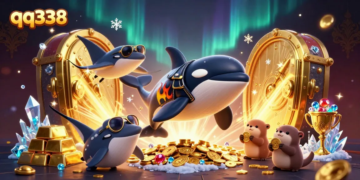 Engage with qq338's exciting gaming adventure featuring a whale, stingray, and sea otters around treasure.