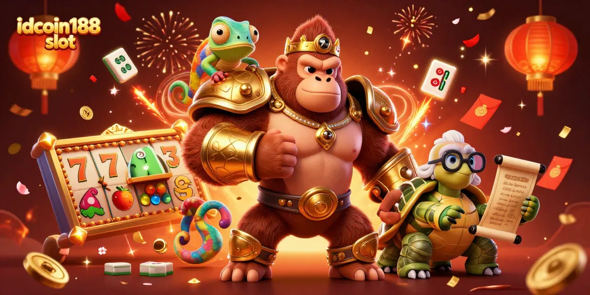 Engage with idcoin188 slot's thrilling experiences, featuring vibrant 3D characters and casino elements.