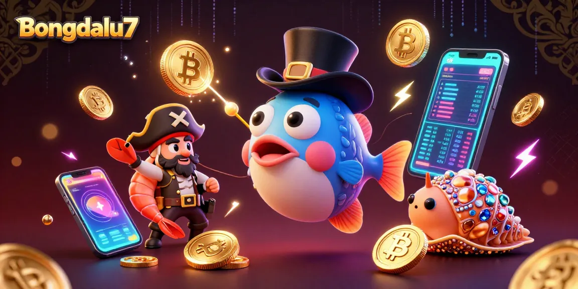 Bongdalu7 showcases a vibrant underwater scene with animated characters enticing bets and crypto rewards.