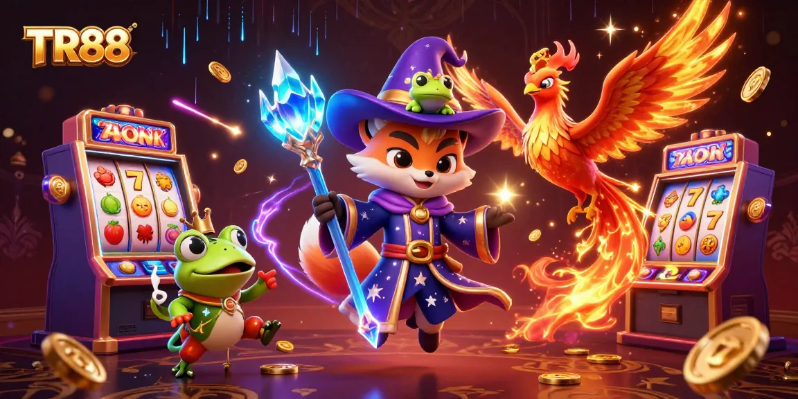 Engage in thrilling TR88 slot machine adventures with mystical characters and vibrant gaming elements.