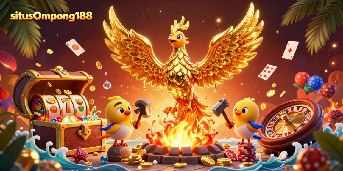 Situs Ompong188 menghadirkan pengalaman bermain yang menarik dengan karakter phoenix emas dan elemen kasino yang kaya.