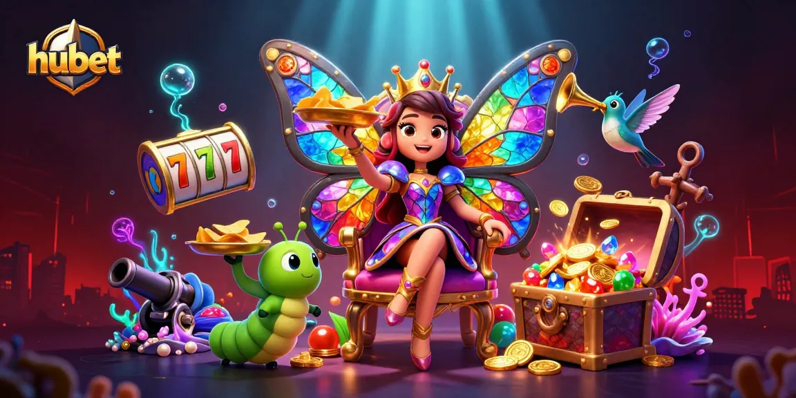 Experience thrilling gameplay with hubet's vibrant slots and casino elements in an enchanting scene.