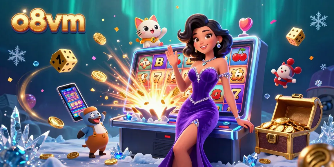 Experience thrilling jackpots at o8vm with this vibrant and dynamic casino illustration.