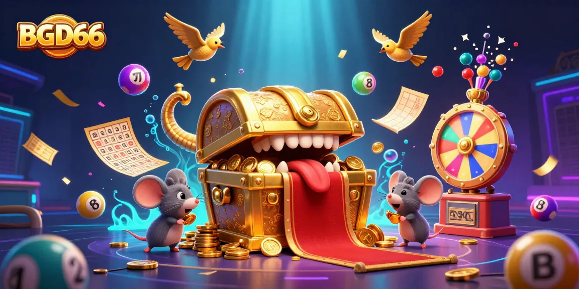 Experience gambling excitement with BGD66 as golden treasures allure adventurer mice in a vibrant casino scene.