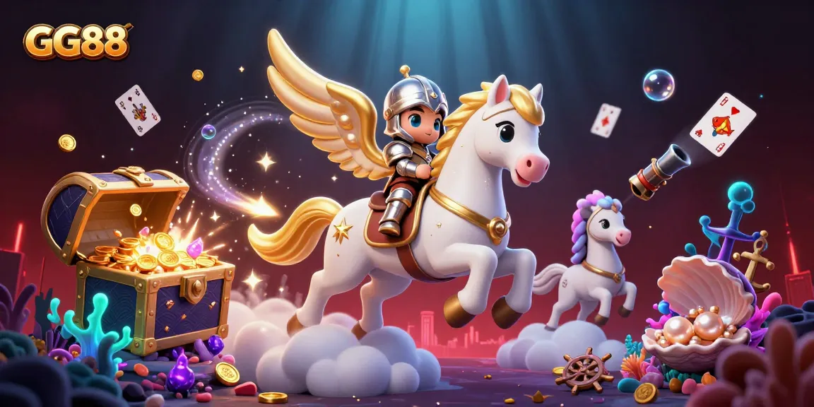 Experience winning gameplay with GG88 in this vibrant casino-themed 3D illustration.