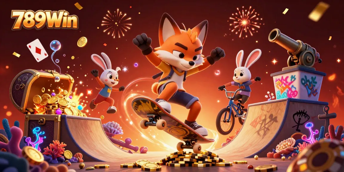 Experience thrilling action at 789Win with a dynamic scene of casino-themed adventures.