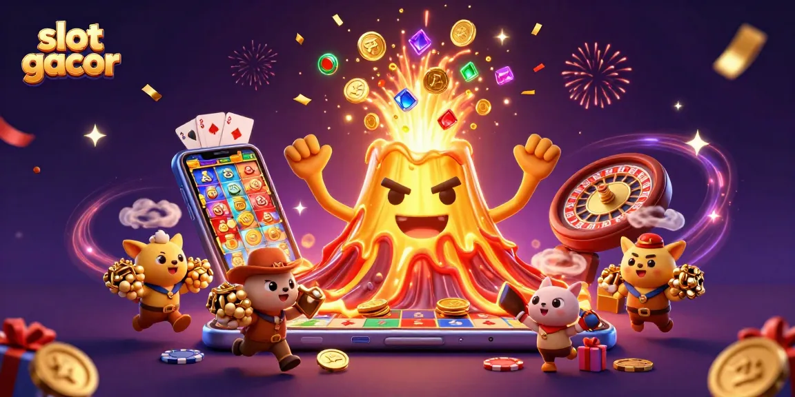 Memainkan slot gacor dengan kemenangan besar, dikelilingi oleh koin dan efek permainan kasino lainnya.