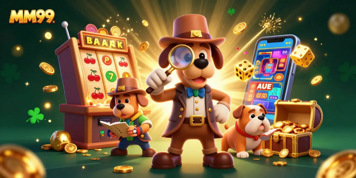 Win big at MM99 with a dynamic scene featuring a 3D illustration of a detective uncovering treasure.