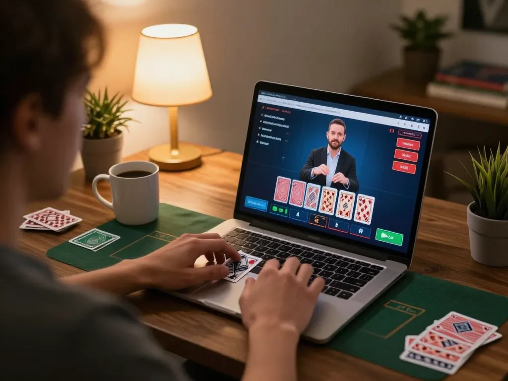 Engaging in fun88 online blackjack gameplay from home, showcasing the excitement and strategy
