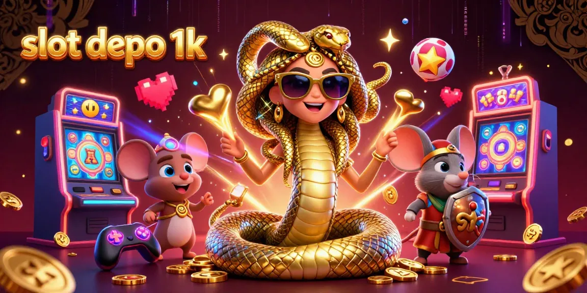 Engage in thrilling gameplay with slot depo 1k, featuring a Medusa and warrior in colorful casino settings.