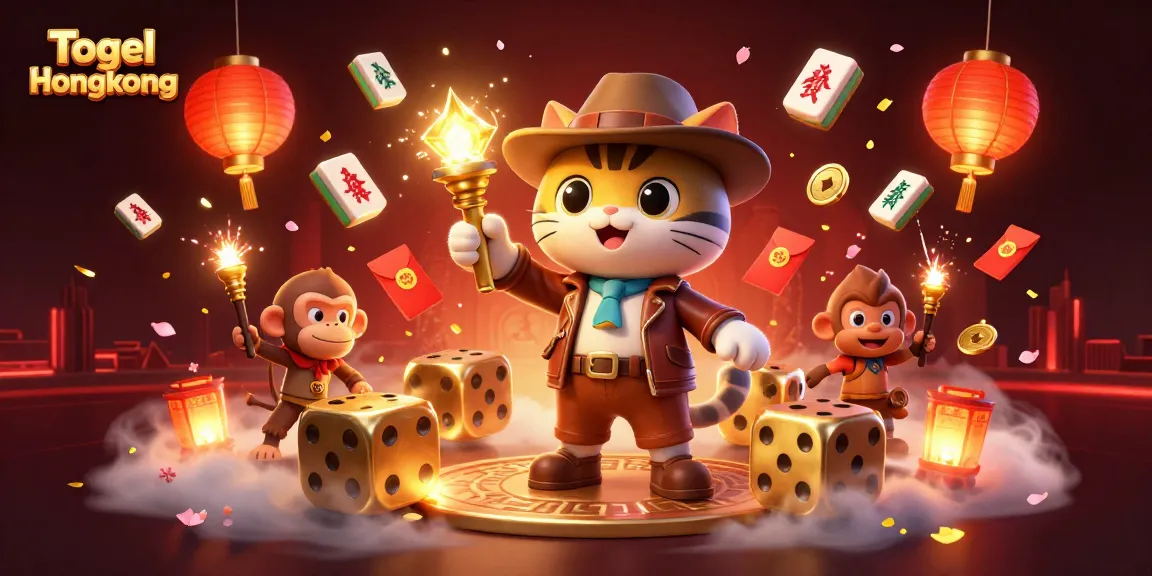 Engage with Togel Hongkong illustrations featuring a cat archeologist uncovering treasures amidst casino artifacts.