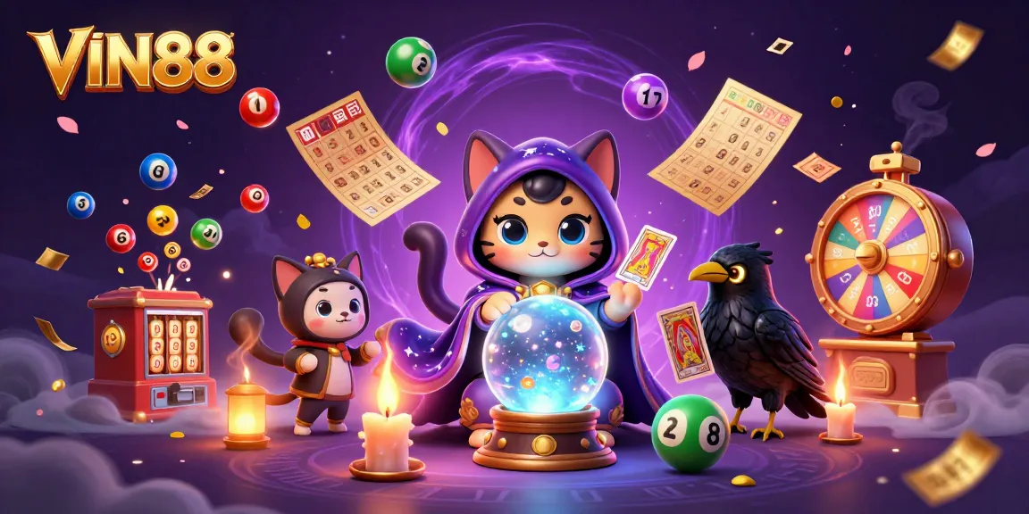 Win big with VIN88 in a mesmerizing casino scene filled with vibrant lottery elements.