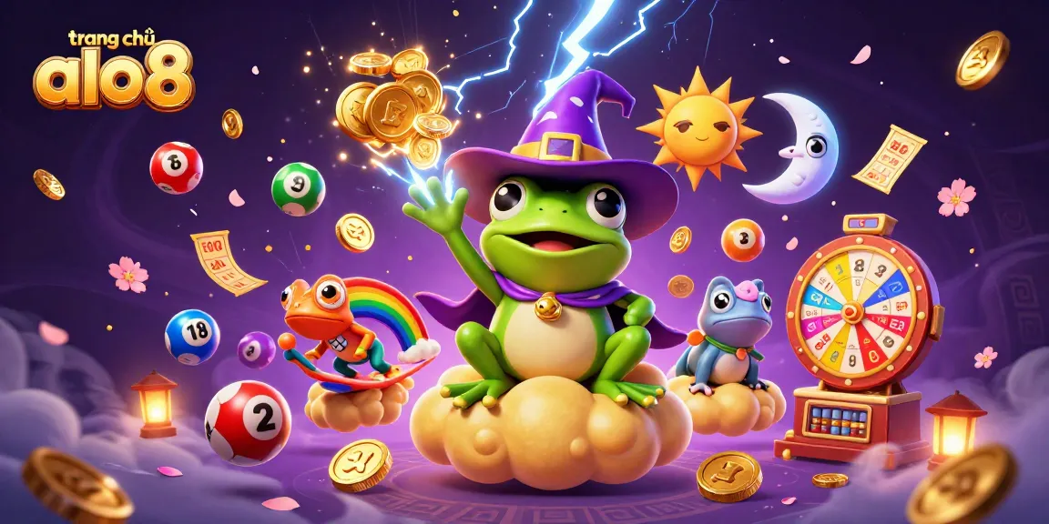 Experience the excitement of trang chủ alo8 with a vibrant 3D illustration showcasing a golden coin storm and lottery elements.