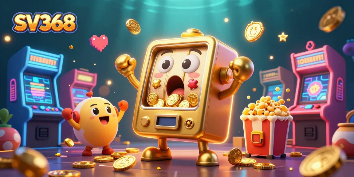 Experience a thrilling moment with SV368 as the golden slot machine hits the jackpot and showers coins.