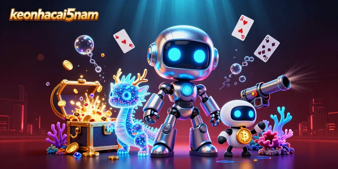 Engage players with the vibrant scene of keonhacai5nam, showcasing thrilling gaming action amid an exciting underwater treasure hunt.
