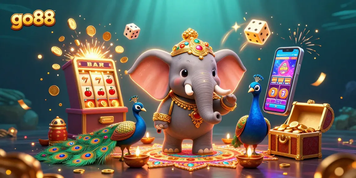 Spin to win with go88 in this vibrant casino-themed 3D illustration bursting with action and colors.