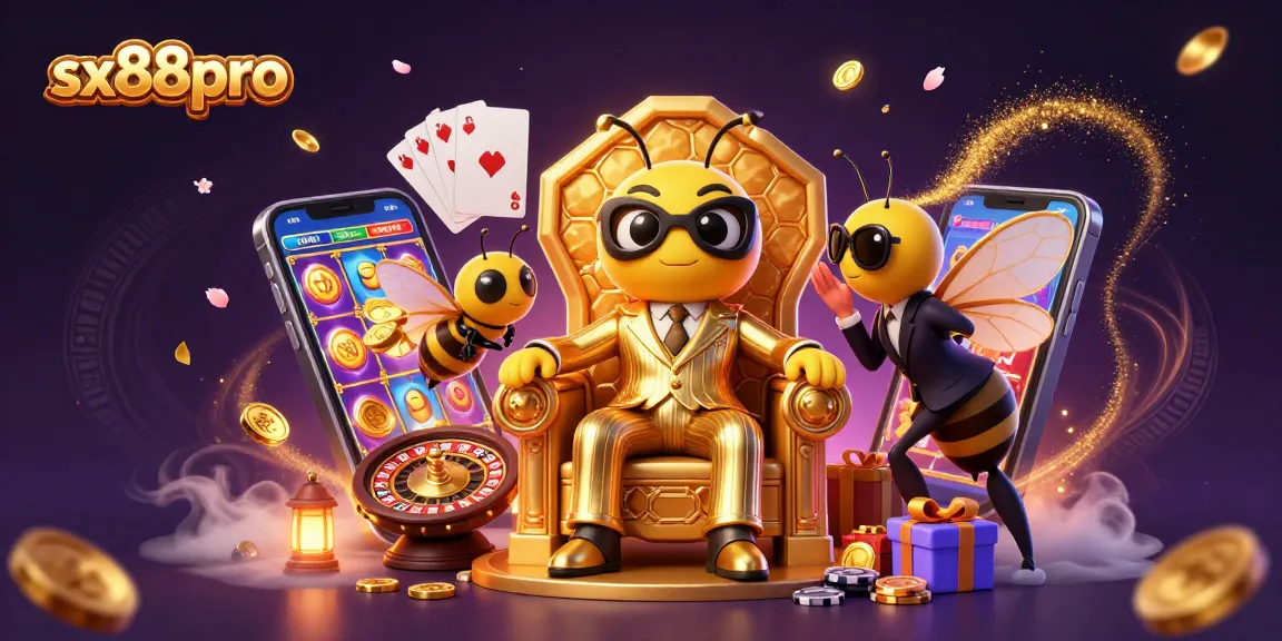 Experience the thrill of gaming at sx88pro with vibrant casino elements and a captivating cartoon scene.