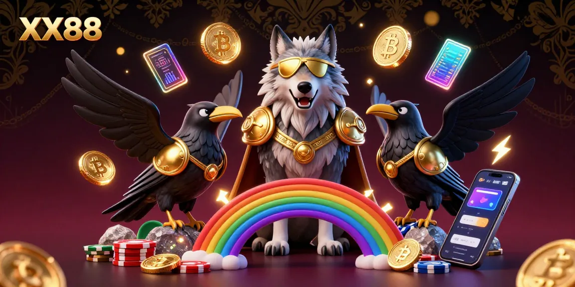 Bet big with the XX88 Norse goddess of luck standing on a vibrant casino chip bridge.