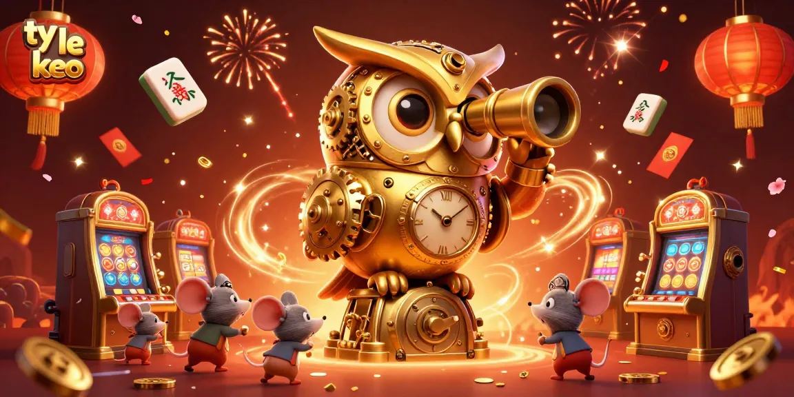 Engage with the captivating world of ty le keo as a golden owl surveys the vibrant casino atmosphere.