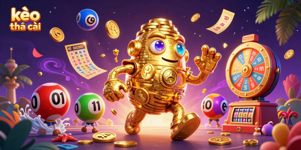 Bet on kèo nhà cái with engaging visuals of a golden golem surrounded by vibrant gambling elements.
