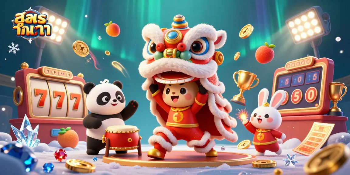 Engage with สูตรบาคาร่า strategies in this vibrant 3D casino scene featuring action-packed characters and elements.