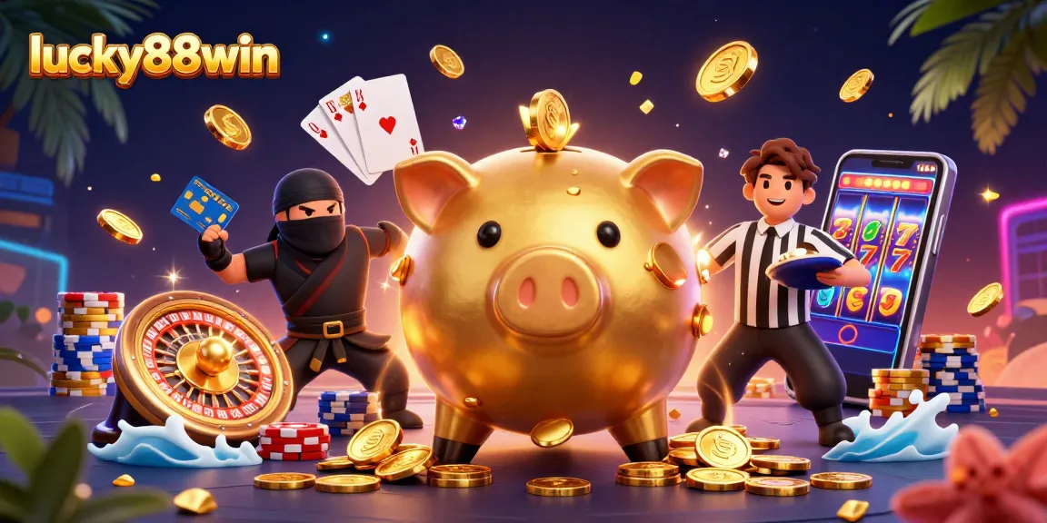 Experience thrilling betting action with lucky88win's colorful casino scene featuring dynamic characters and vibrant game elements.
