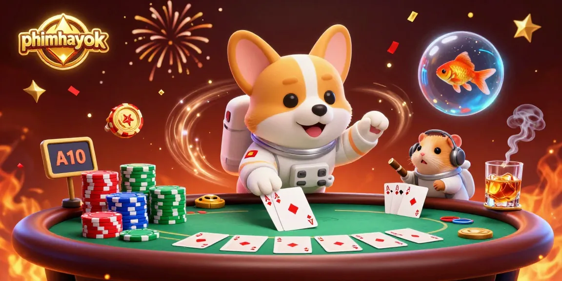 Experience thrilling gaming action with phimhayok in a vibrant, dynamic casino scene filled with poker elements.