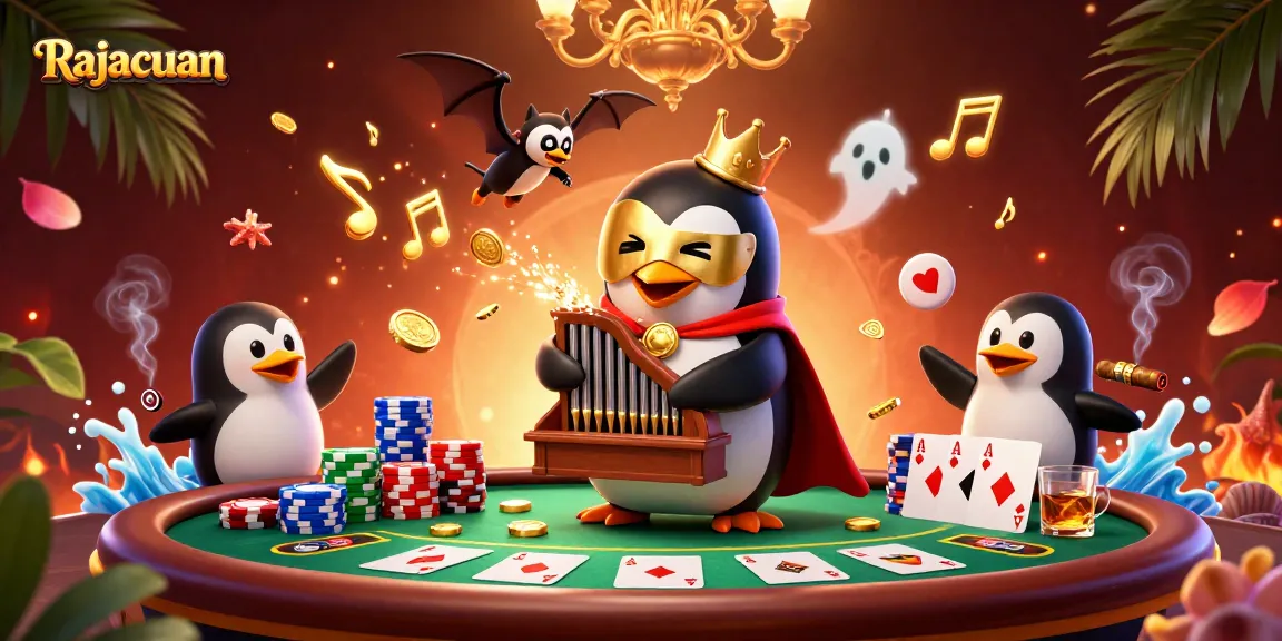 Rajacuan menampilkan permainan kartu poker di kasino dengan suasana misterius dan magis.