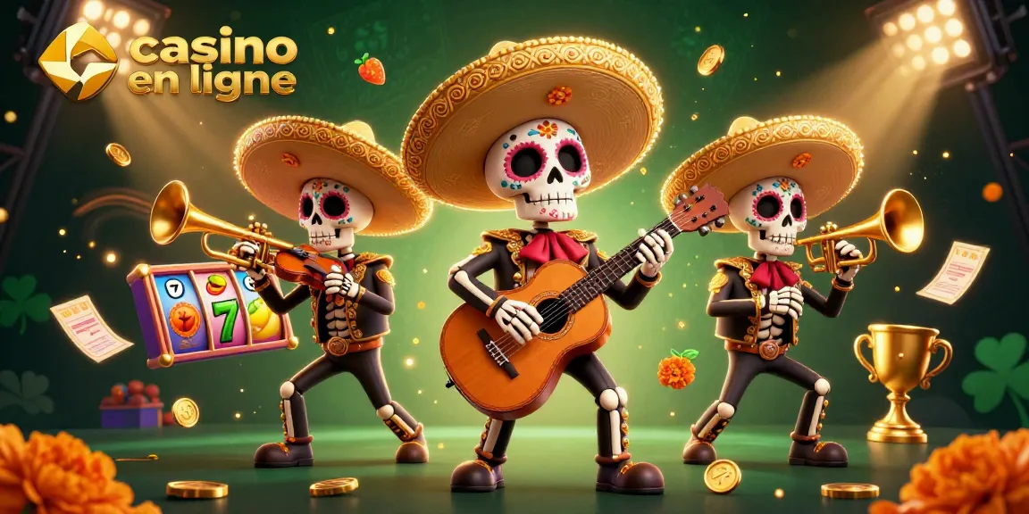 Vibrez avec les jeux au casino en ligne avec la musique festive d'un groupe mariachi en 3D