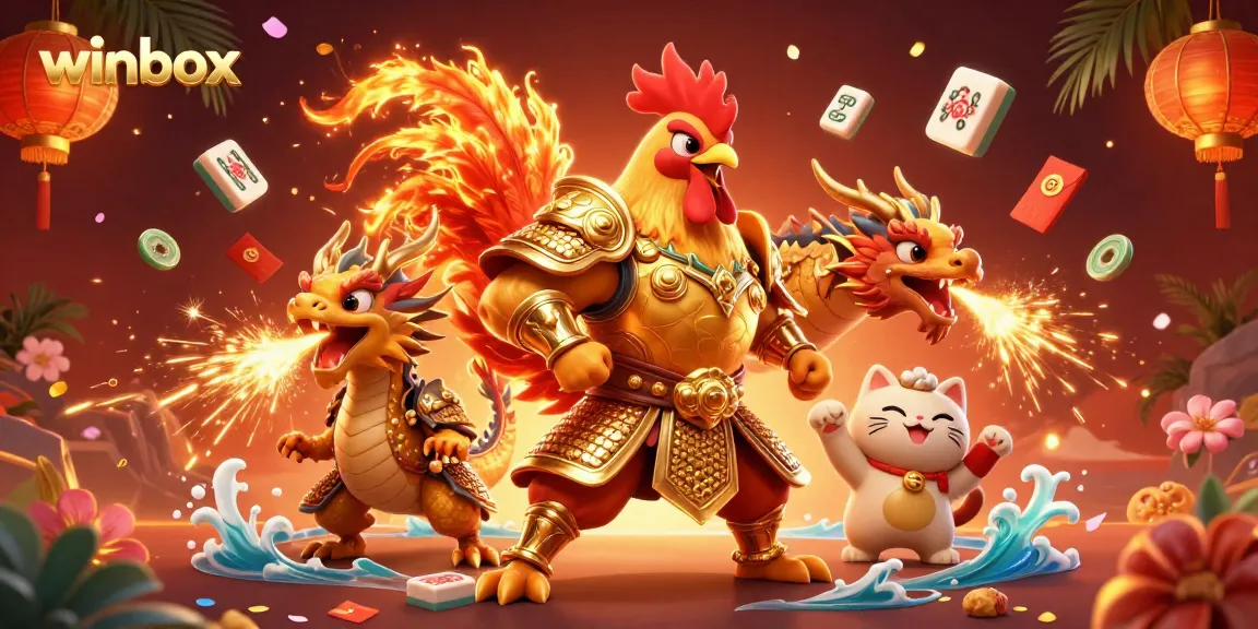 Winbox captures the excitement of gaming with a colorful 3D illustration of characters and casino elements.