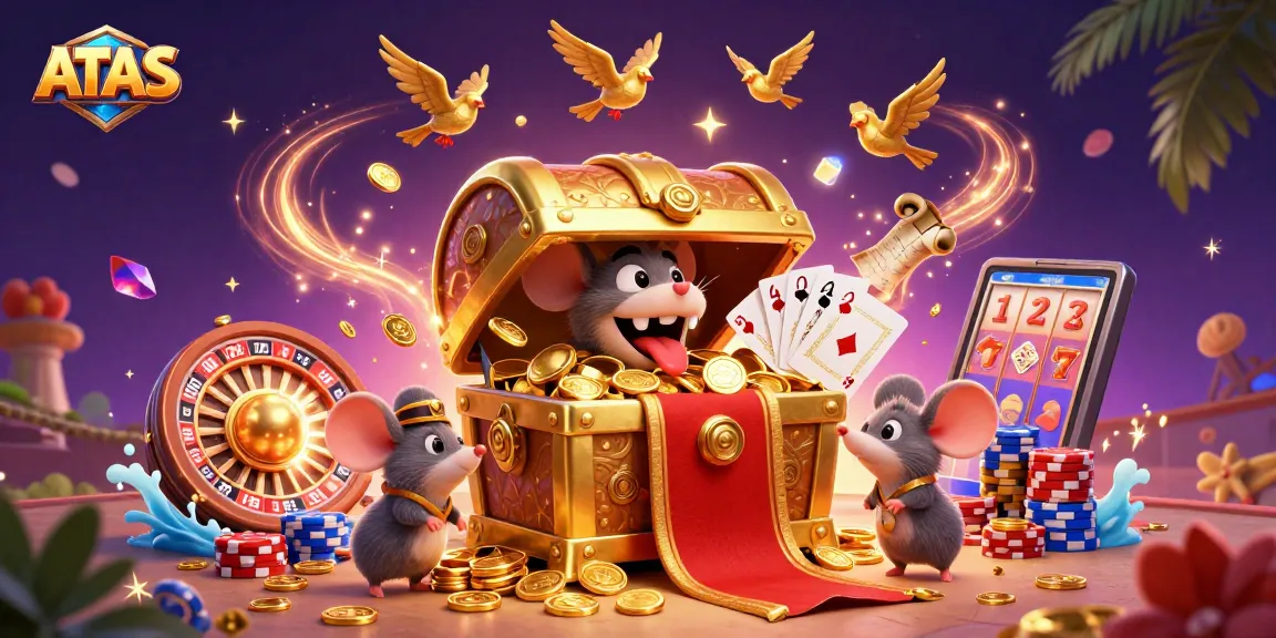 Experience fun and winning with ATAS Casino’s animated treasure scene full of excitement and rich games
