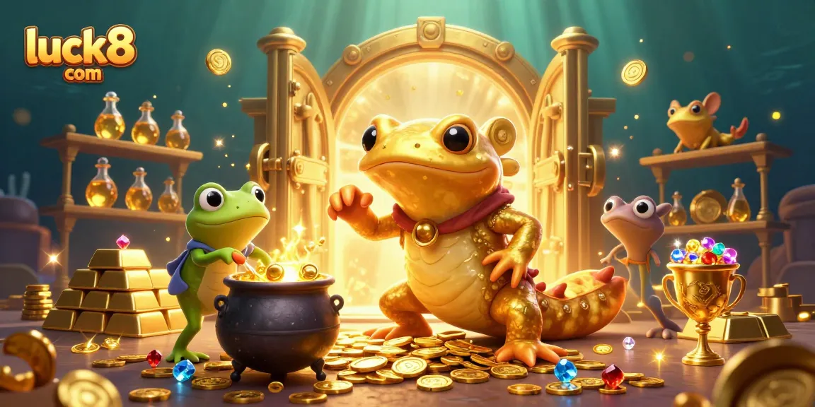 Experience the thrill of gaming with luck8 com's captivating casino scene featuring gold coins and characters.