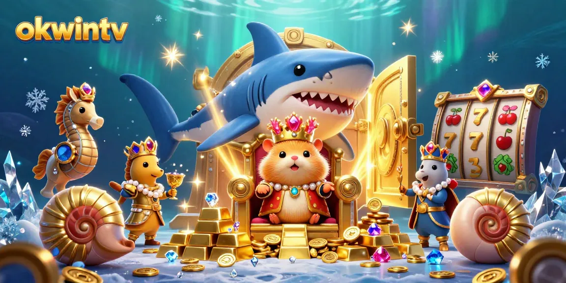 Experience thrilling gaming with okwintv's vibrant 3D cartoon casino scene full of treasures.