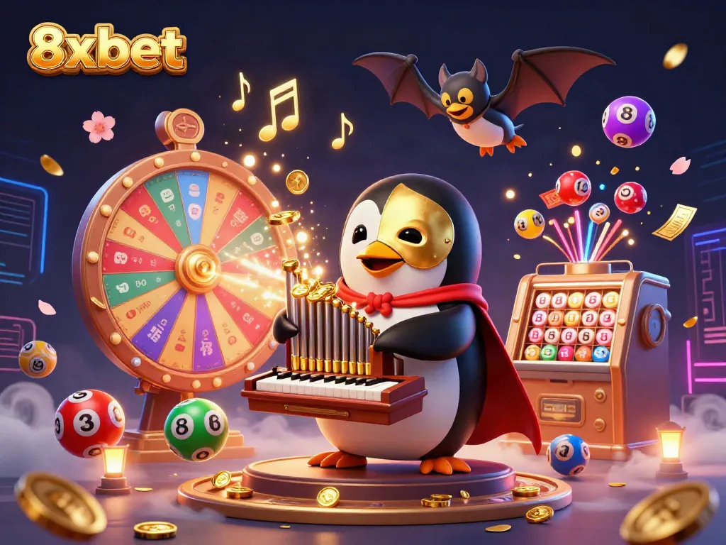 Experience exciting games and winning opportunities at 8xbet with vibrant animated elements and casino excitement.