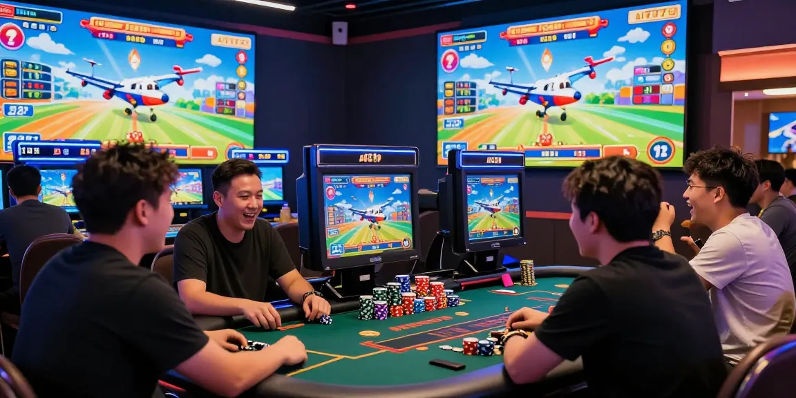 Aviator game excitement with players engaging in lively crash game action, colorful screens showing thrilling multipliers.