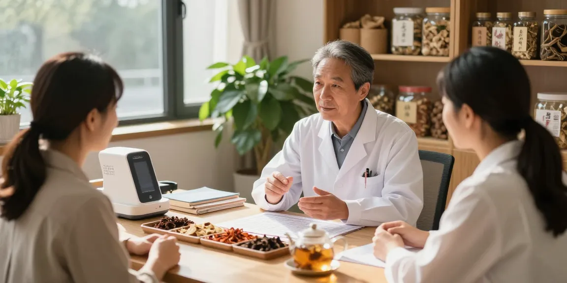 Consultation at 수원한의원 showcasing personalized care with herbs.