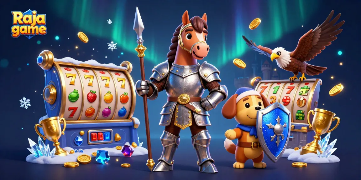 Join the action of Raja game with vibrant slots and thrilling characters in a dynamic casino scene.