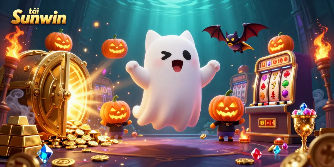 Engage in thrilling fun with tải sunwin at a vibrant haunted casino, featuring dynamic characters.